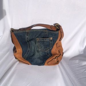 MK denim and leather bag